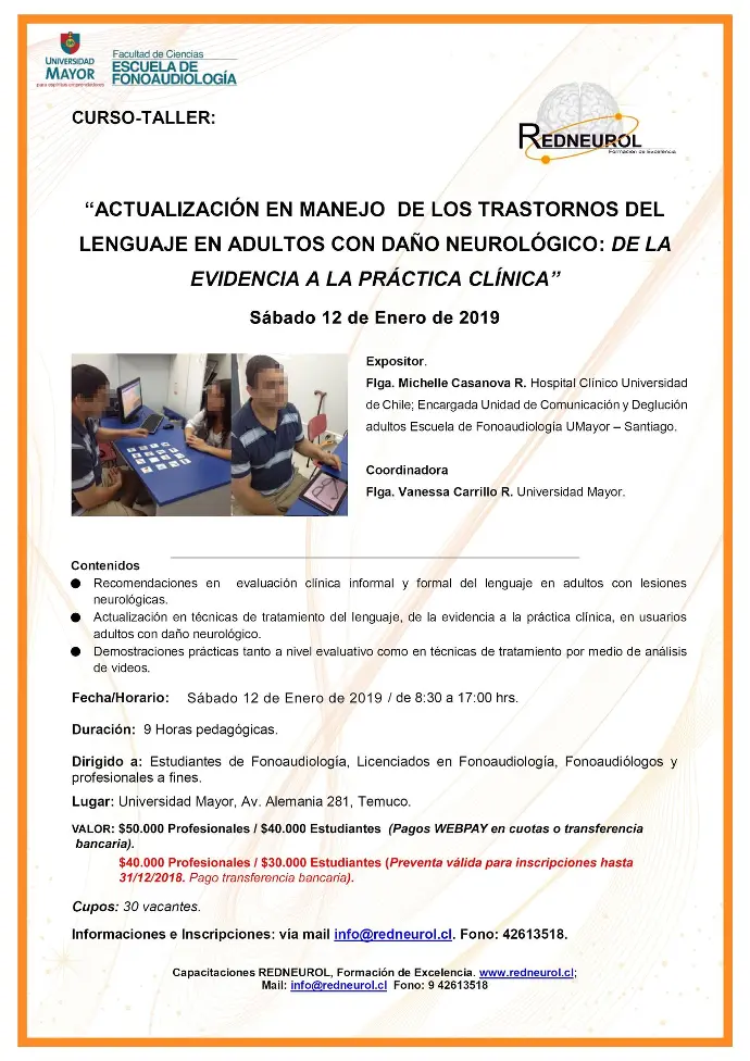Curso actualización en el manejo de los trastornos del lenguaje en adultos con daño neurológico